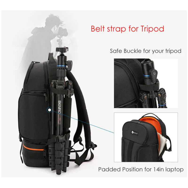 Camera Backpack Reflective StripeTripod Straps Orange