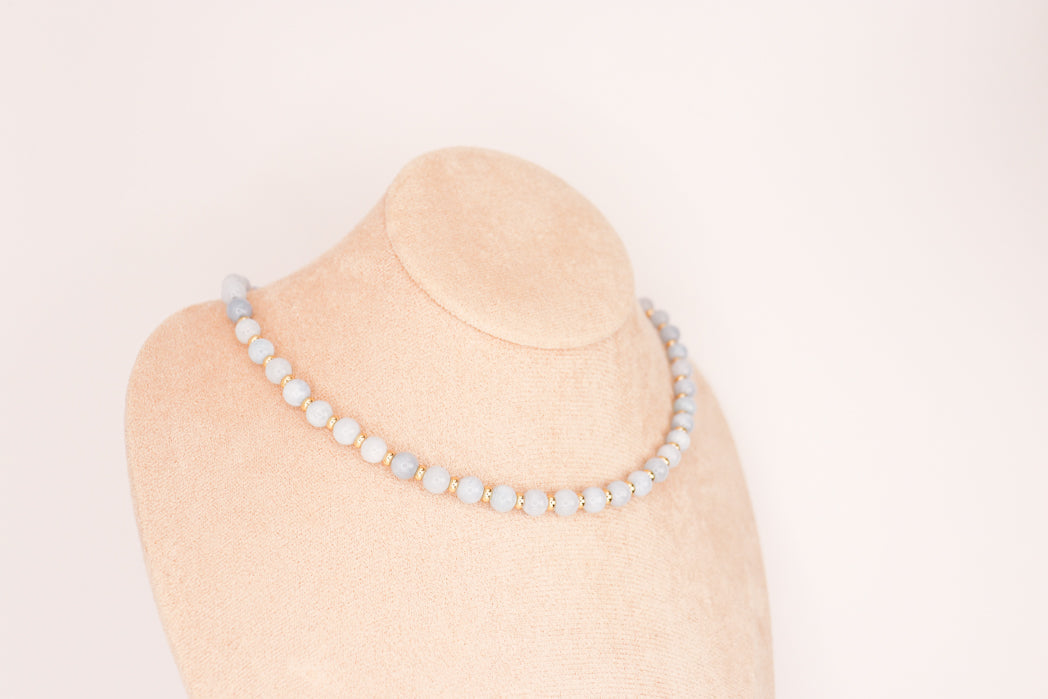 CIRCÉ | Collier en Aigue-marine et plaqué Or 18 et 24 carats