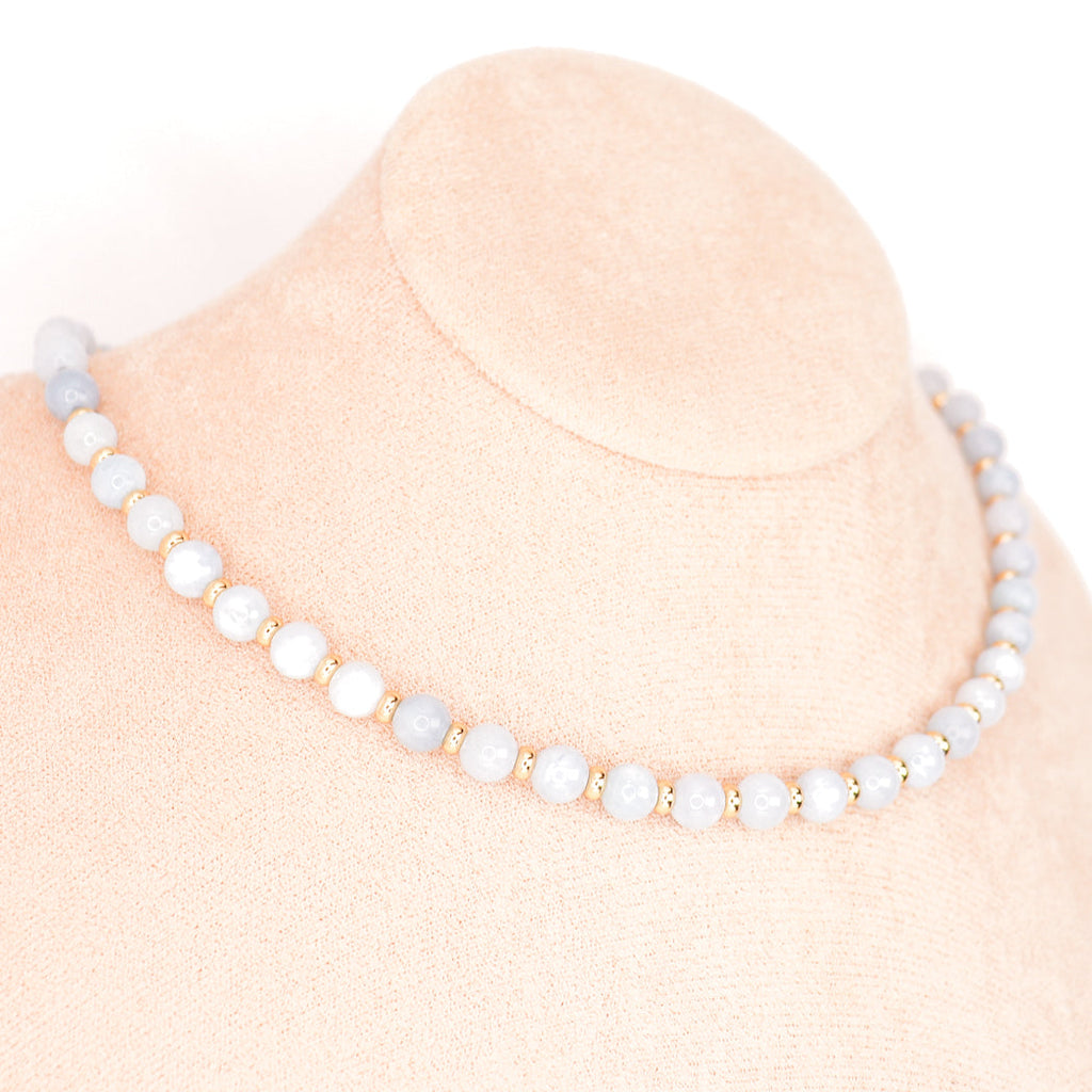 CIRCÉ | Collier en Aigue-marine et plaqué Or 18 et 24 carats